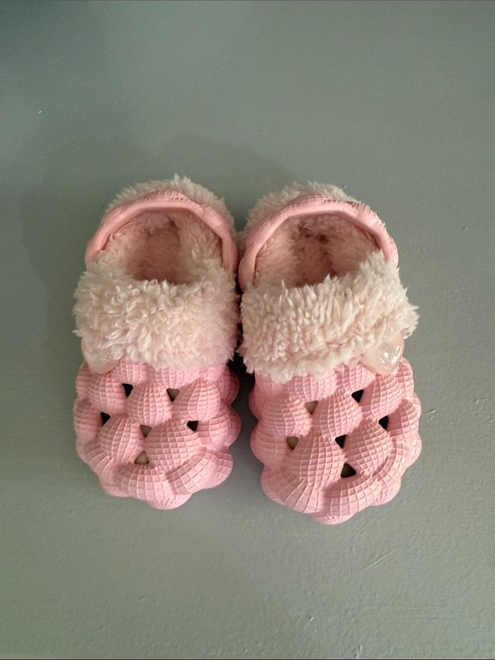 Pink Faux Fur Lined Slip-On Clogs
